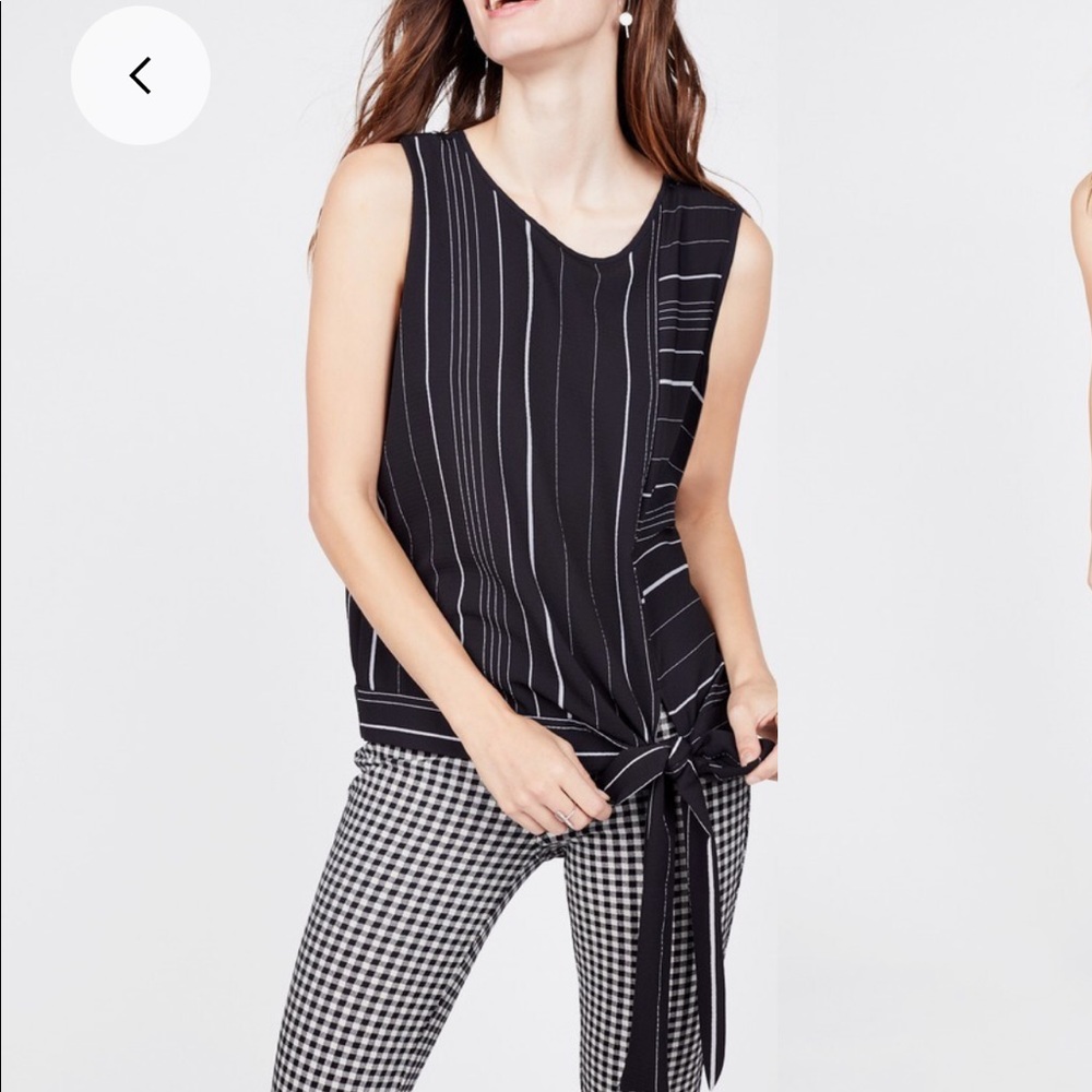 Vince Camino Tie Hem Tank Top Stripe Blouse